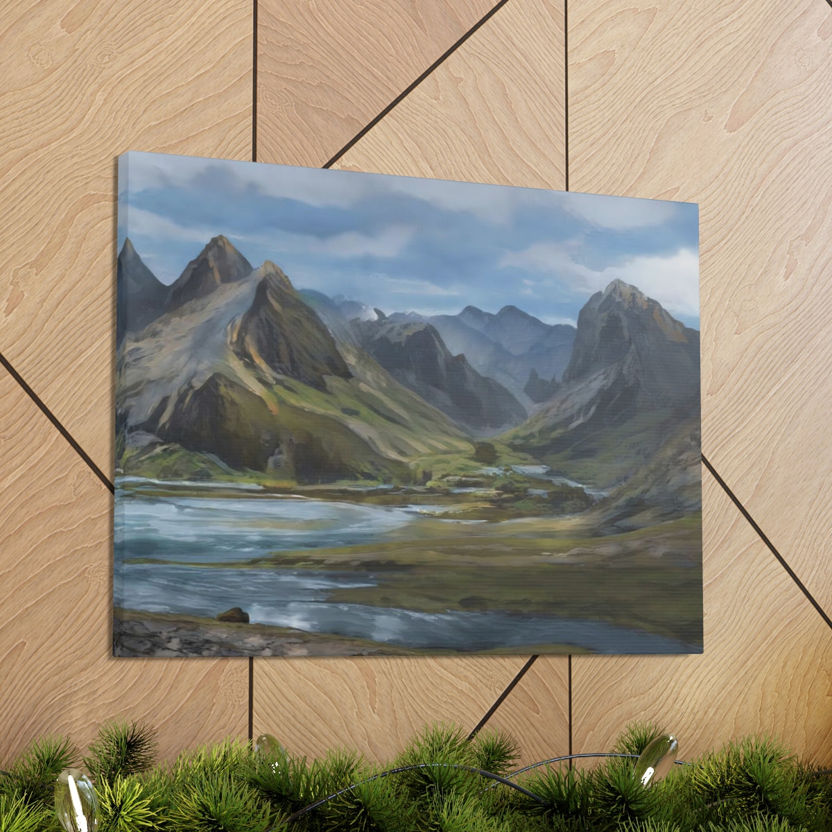 Mountainous River Valley - Canvas Gallery Wraps