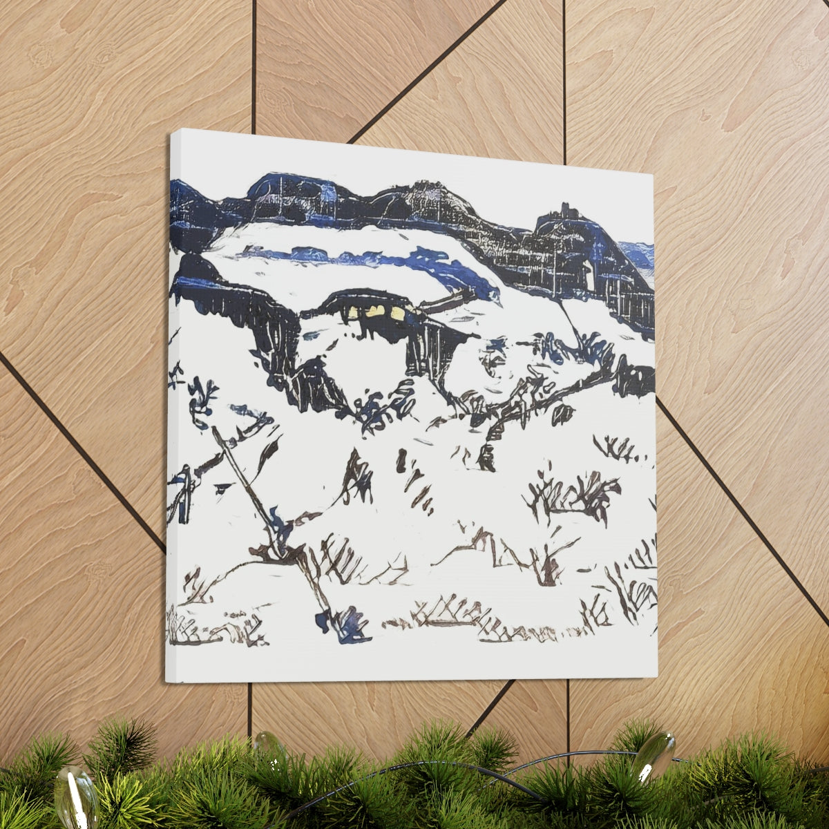 Blue Ink Winter Landscape - Canvas Gallery Wraps