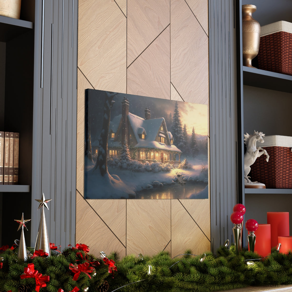 Christmas Home In The Snow - Canvas Gallery Wraps