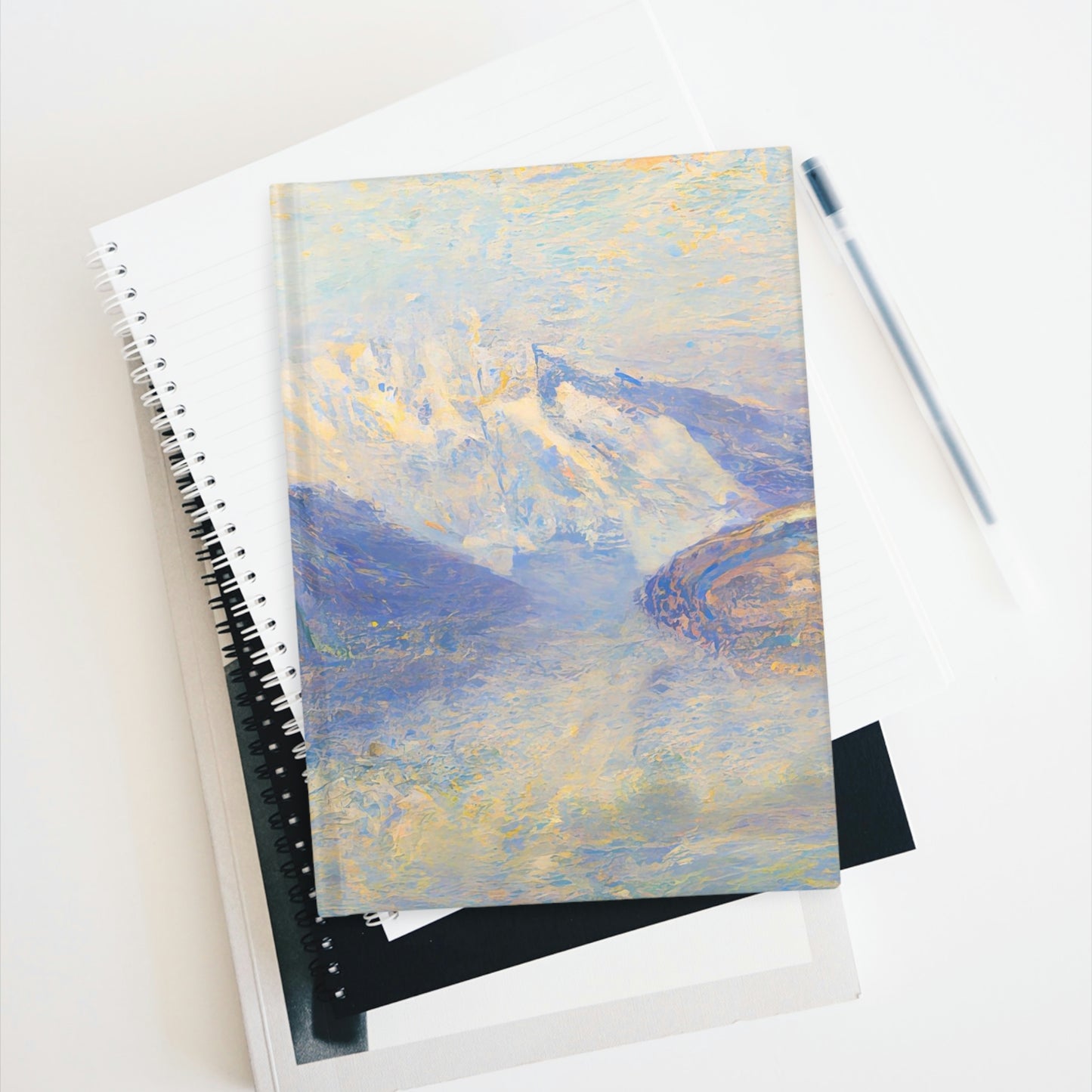 Impressionist Mountain Lake Landscape - Blank Hardcover Journal