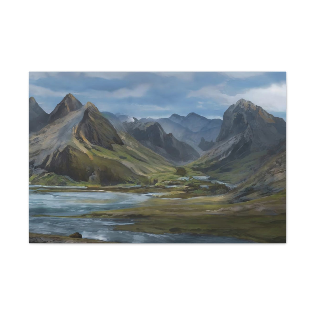 Mountainous River Valley - Canvas Gallery Wraps