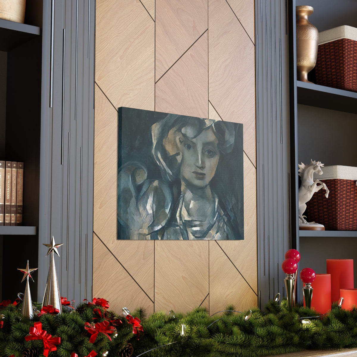 Cubist Woman With Hand Mirror - Canvas Gallery Wraps