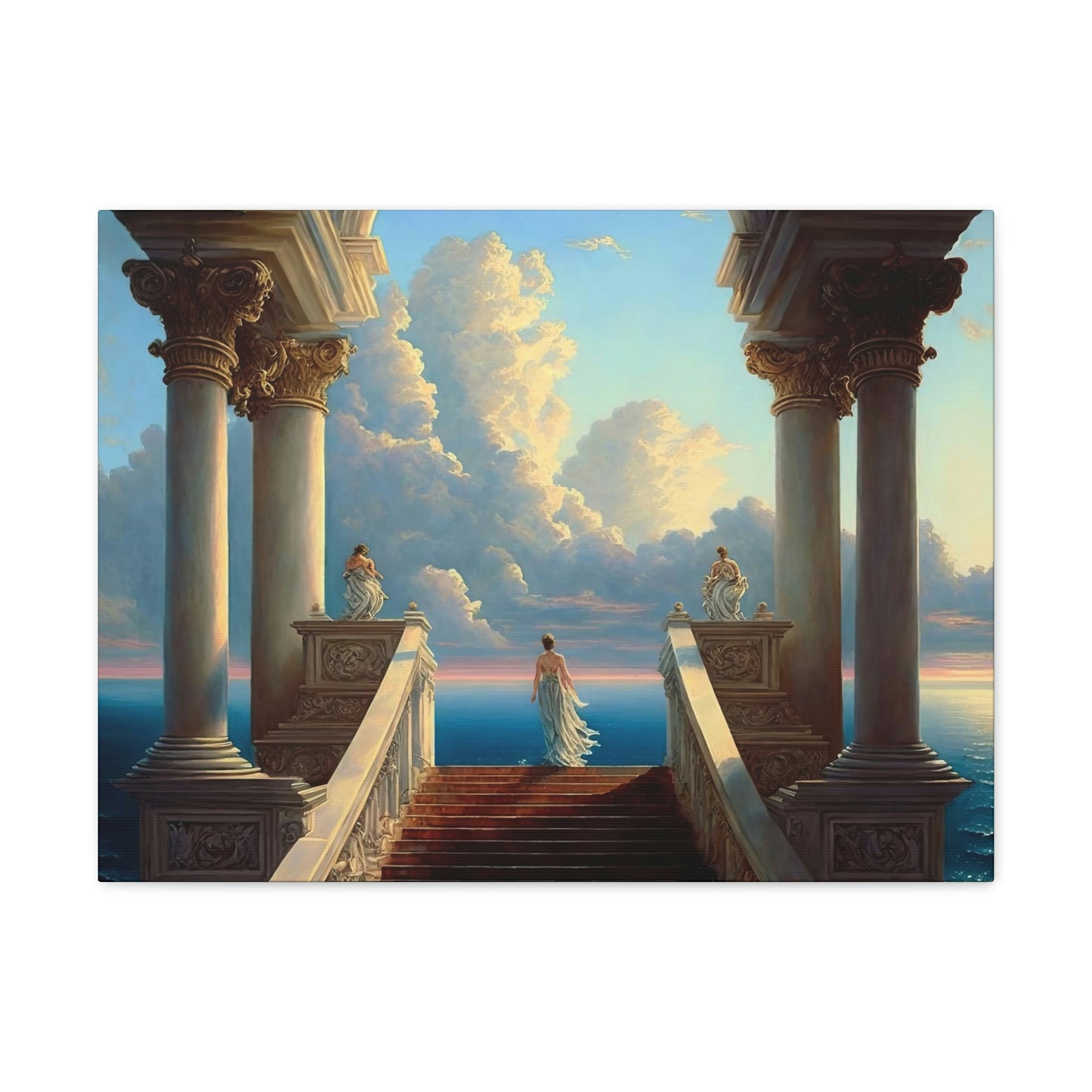 Seaside Temple / Ocean Overlook Stairway - Canvas Gallery Wraps