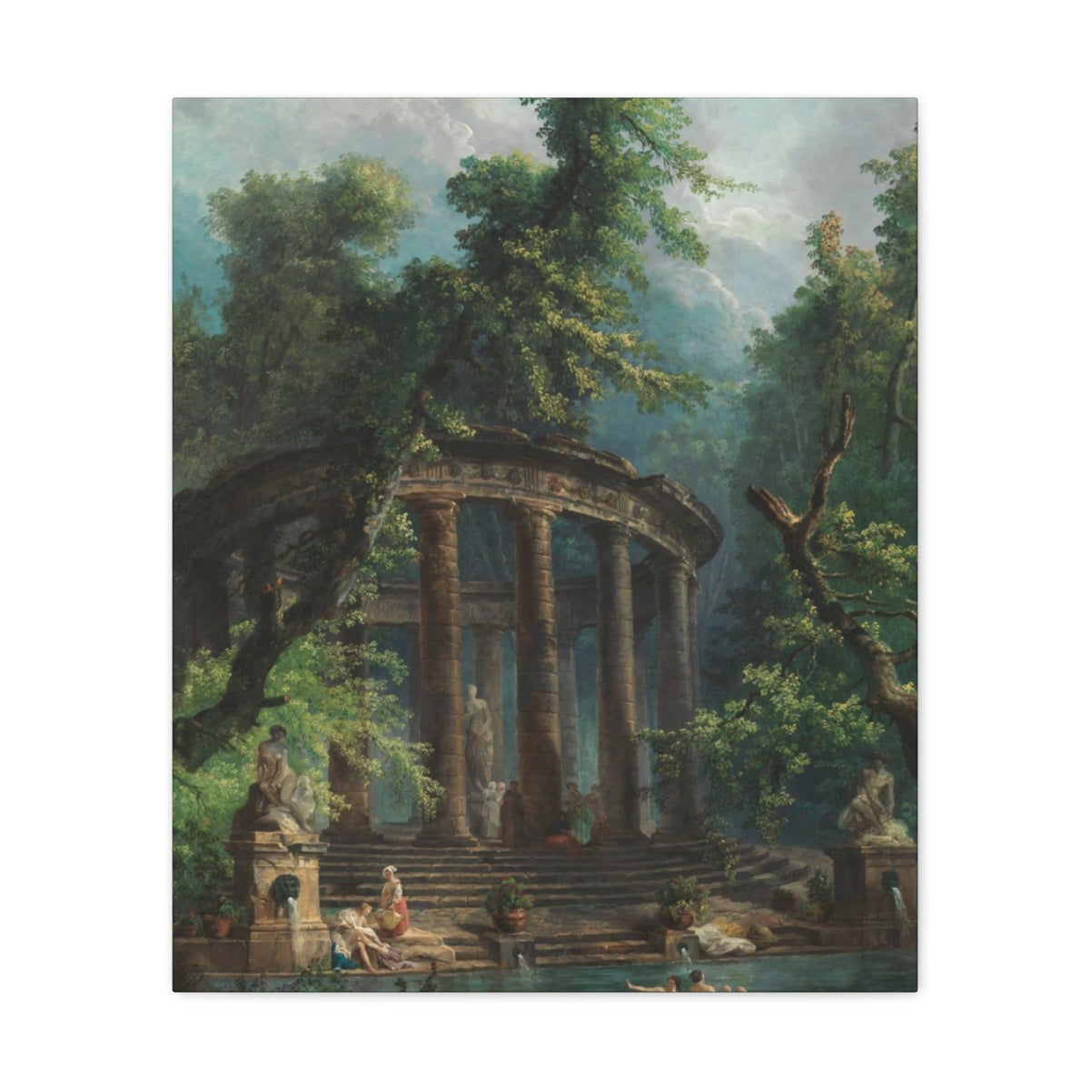 Hubert Robert - The Bathing Pool - Canvas Gallery Wraps