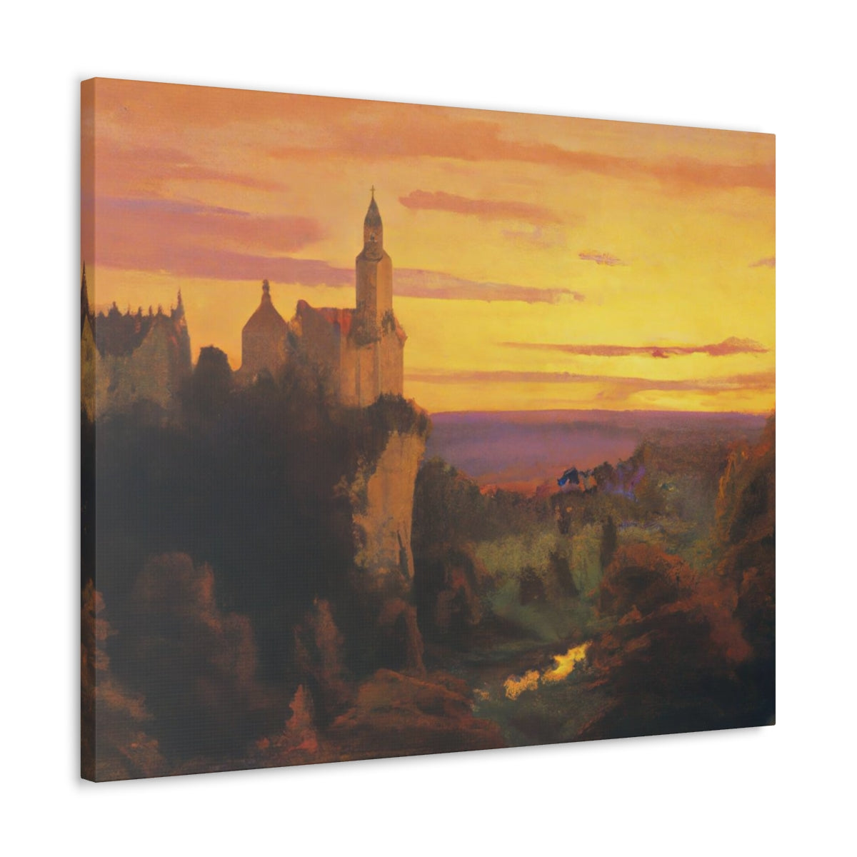 Town At Sunset - Canvas Gallery Wraps