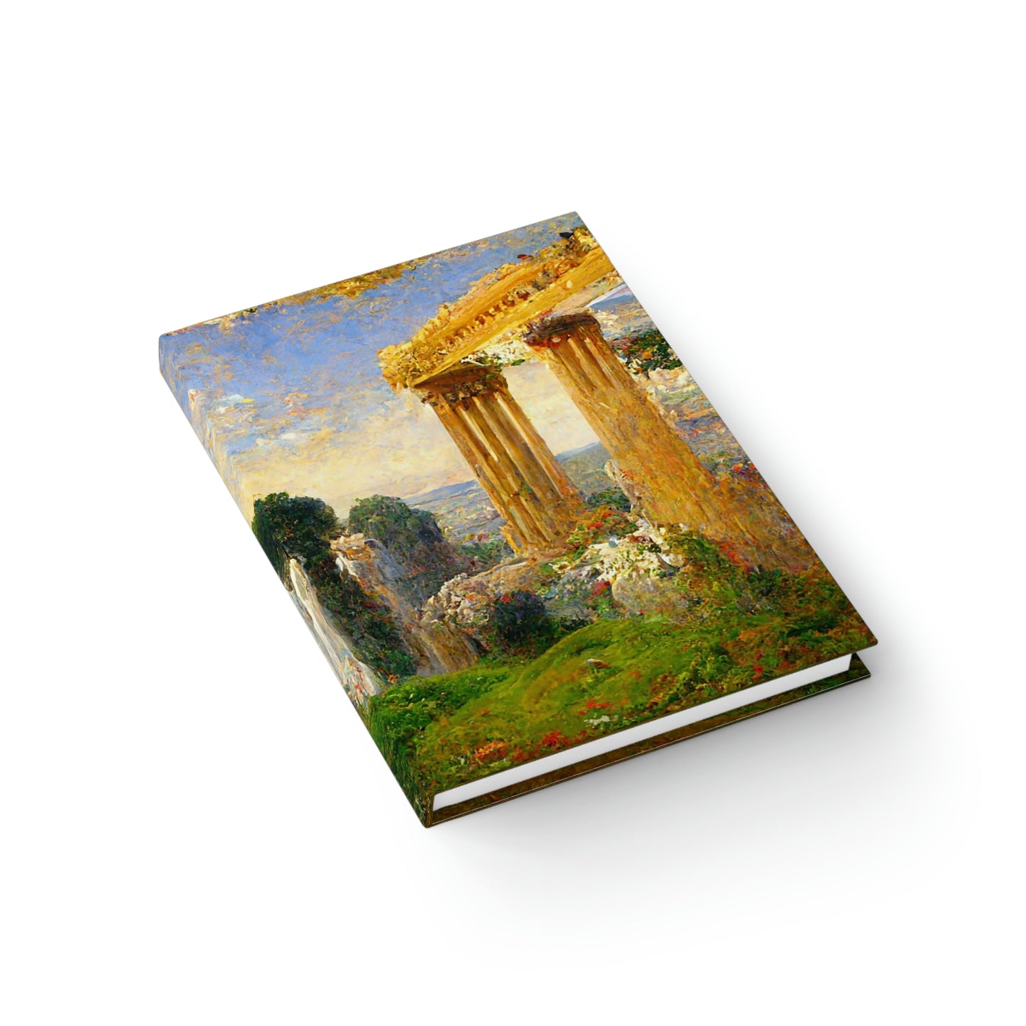 Greek Landscape In Impressionistic Style - Blank Hardcover Journal