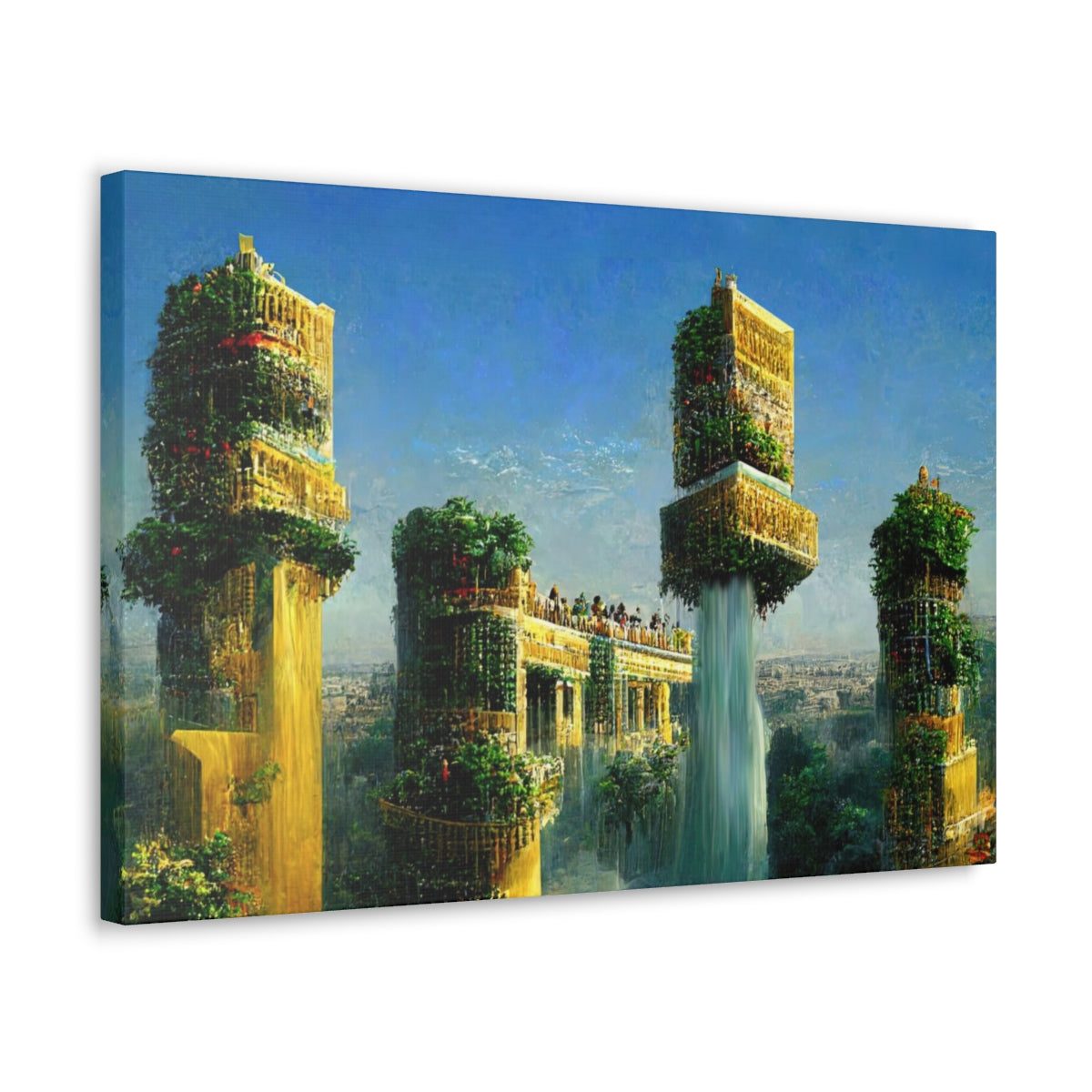 Solarpunk Hanging Gardens - Canvas Gallery Wraps