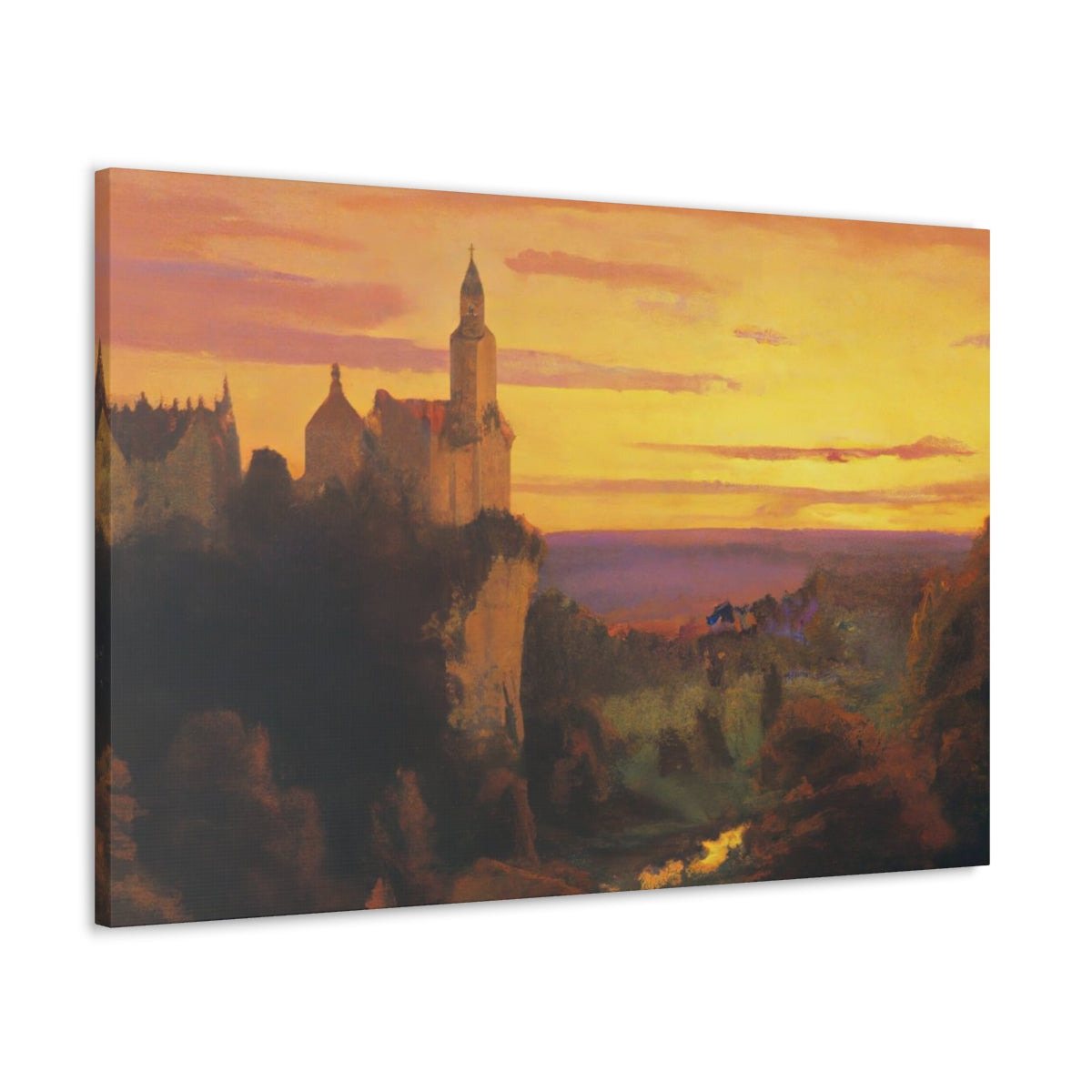 Town At Sunset - Canvas Gallery Wraps