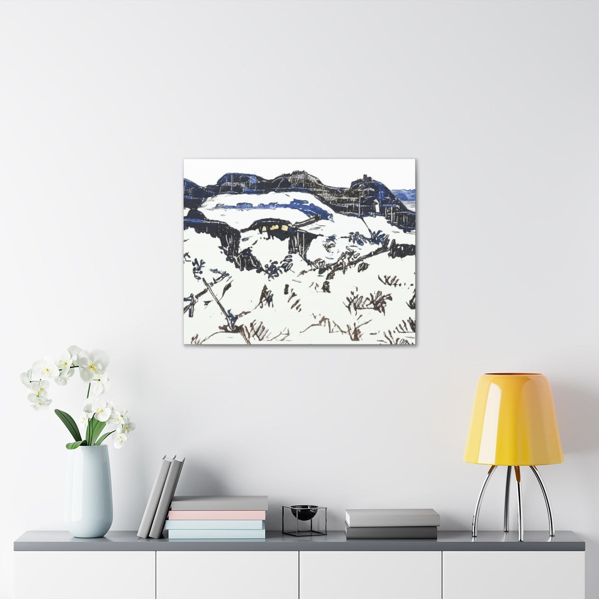 Blue Ink Winter Landscape - Canvas Gallery Wraps