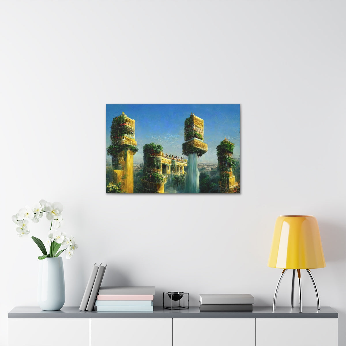 Solarpunk Hanging Gardens - Canvas Gallery Wraps