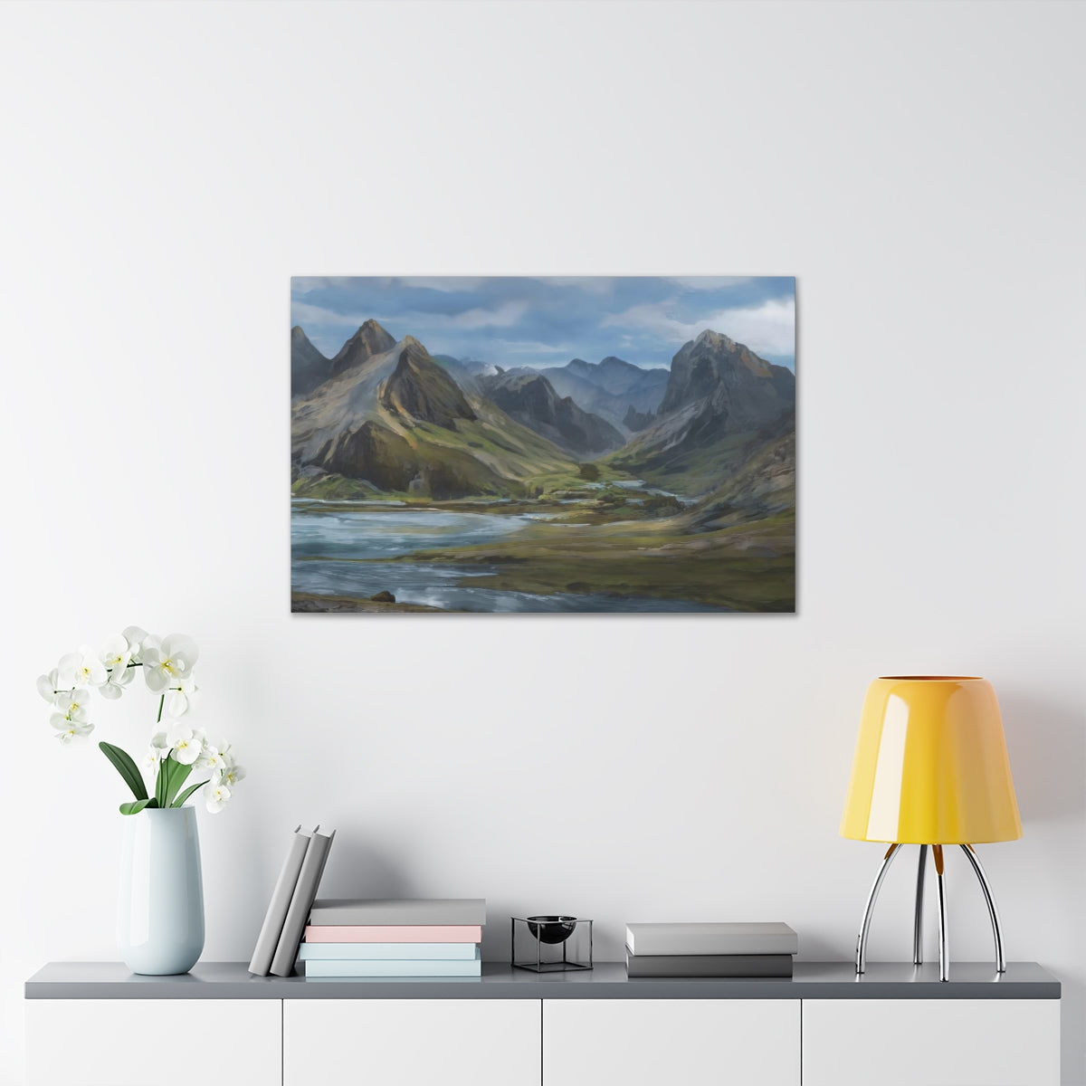 Mountainous River Valley - Canvas Gallery Wraps