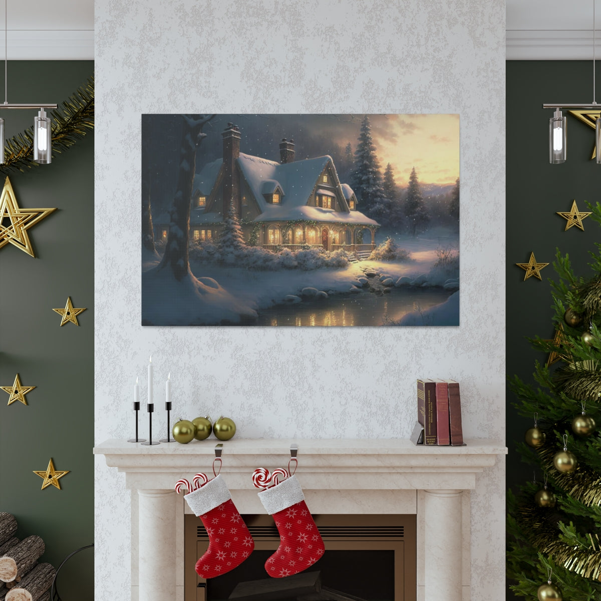 Christmas Home In The Snow - Canvas Gallery Wraps