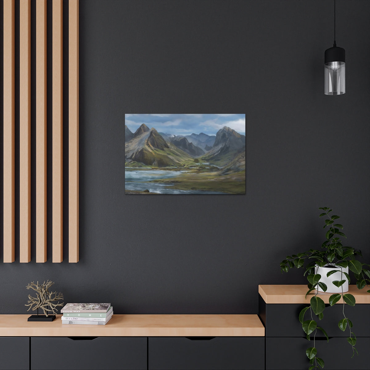 Mountainous River Valley - Canvas Gallery Wraps