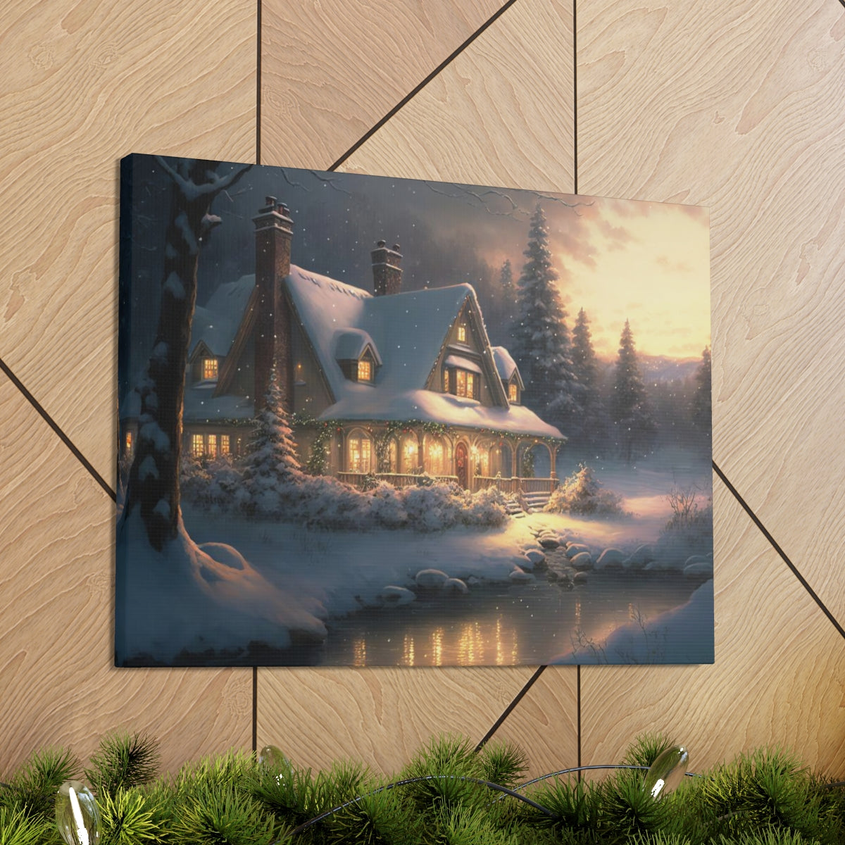 Christmas Home In The Snow - Canvas Gallery Wraps