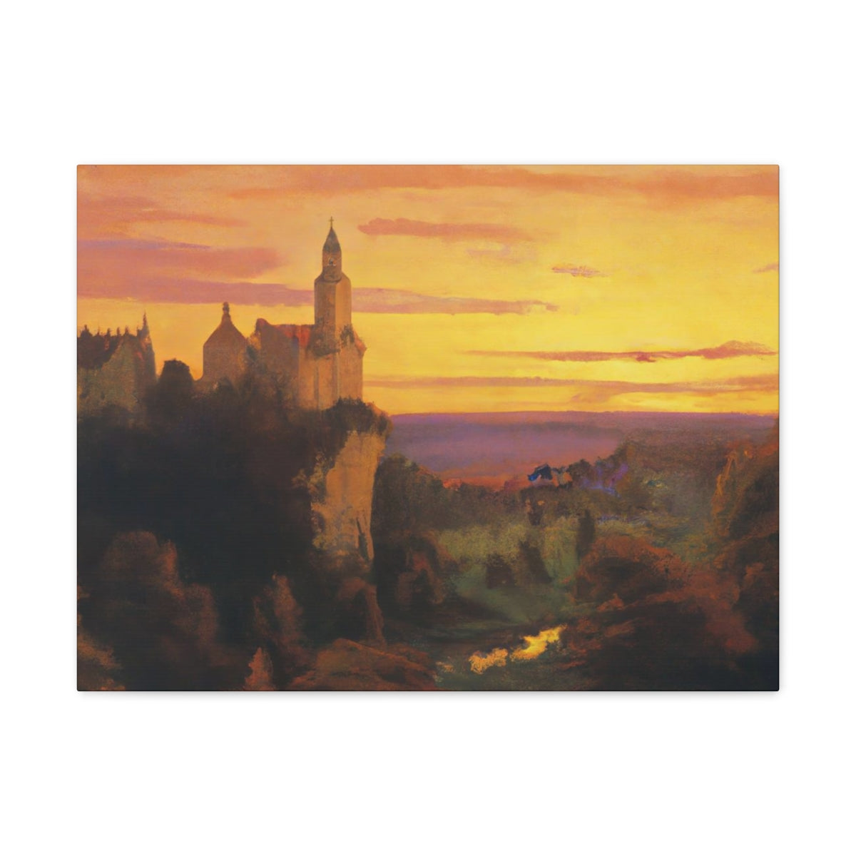 Town At Sunset - Canvas Gallery Wraps