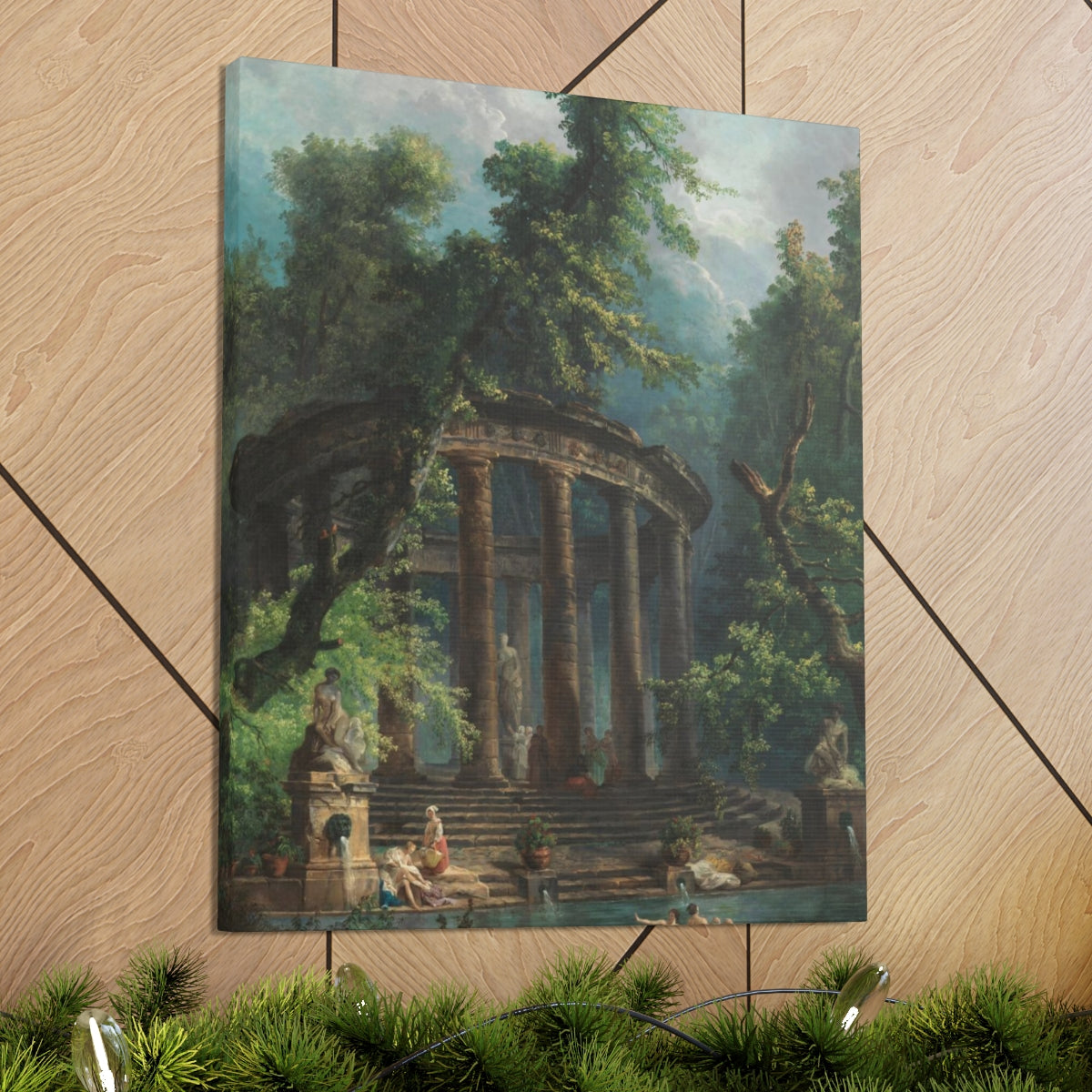 Hubert Robert - The Bathing Pool - Canvas Gallery Wraps