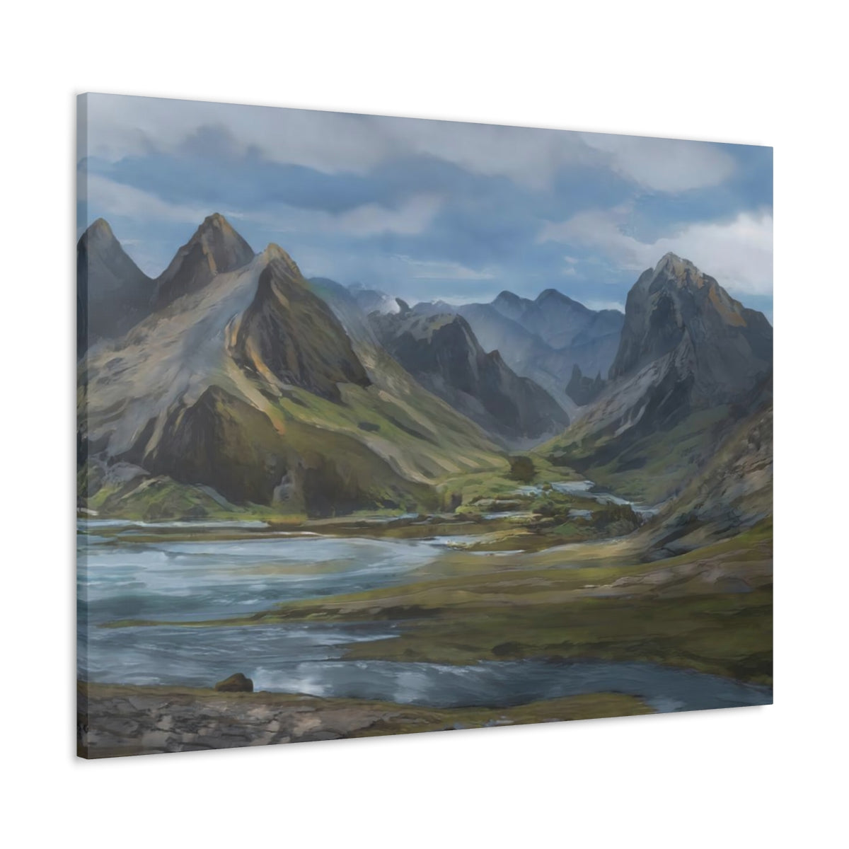 Mountainous River Valley - Canvas Gallery Wraps