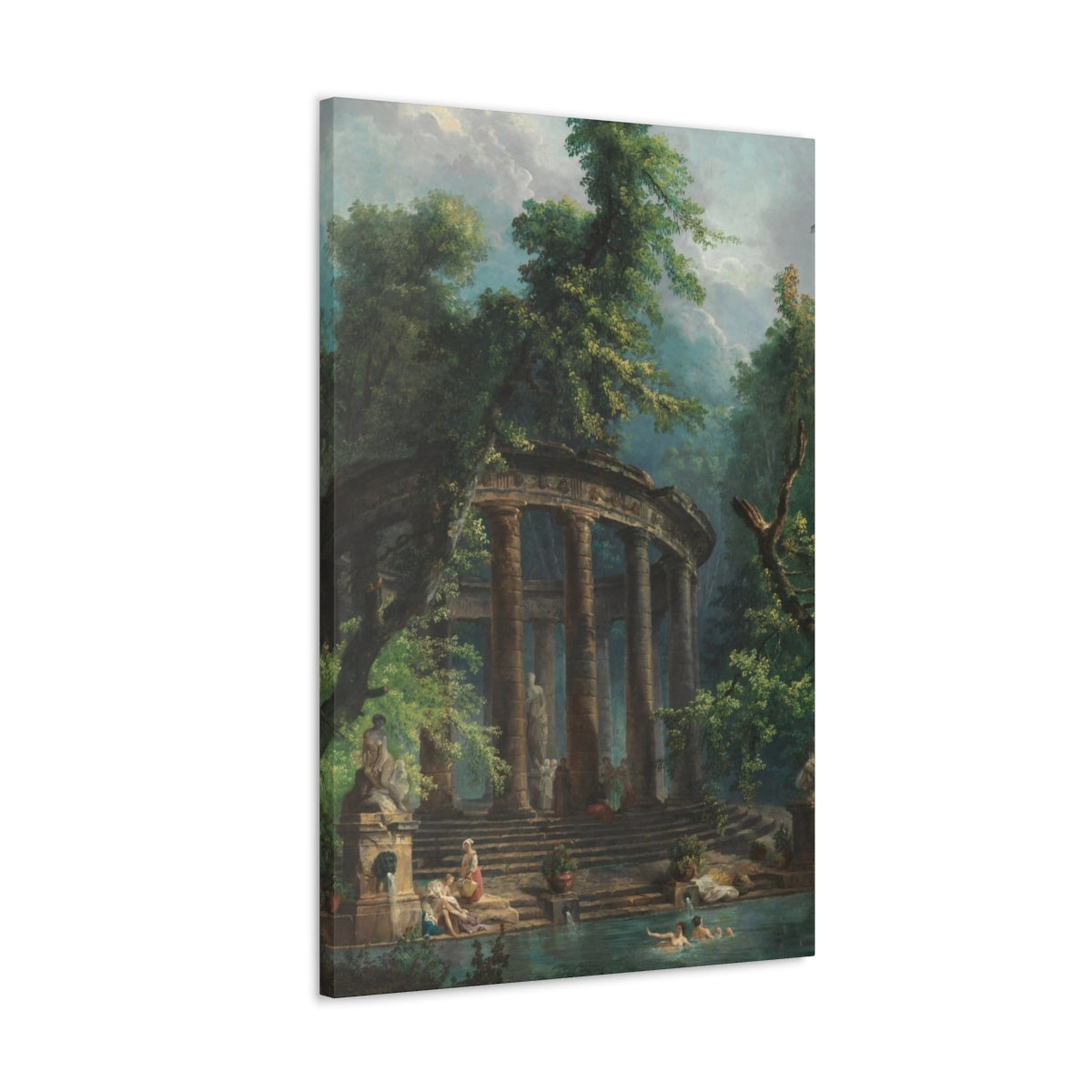 Hubert Robert - The Bathing Pool - Canvas Gallery Wraps