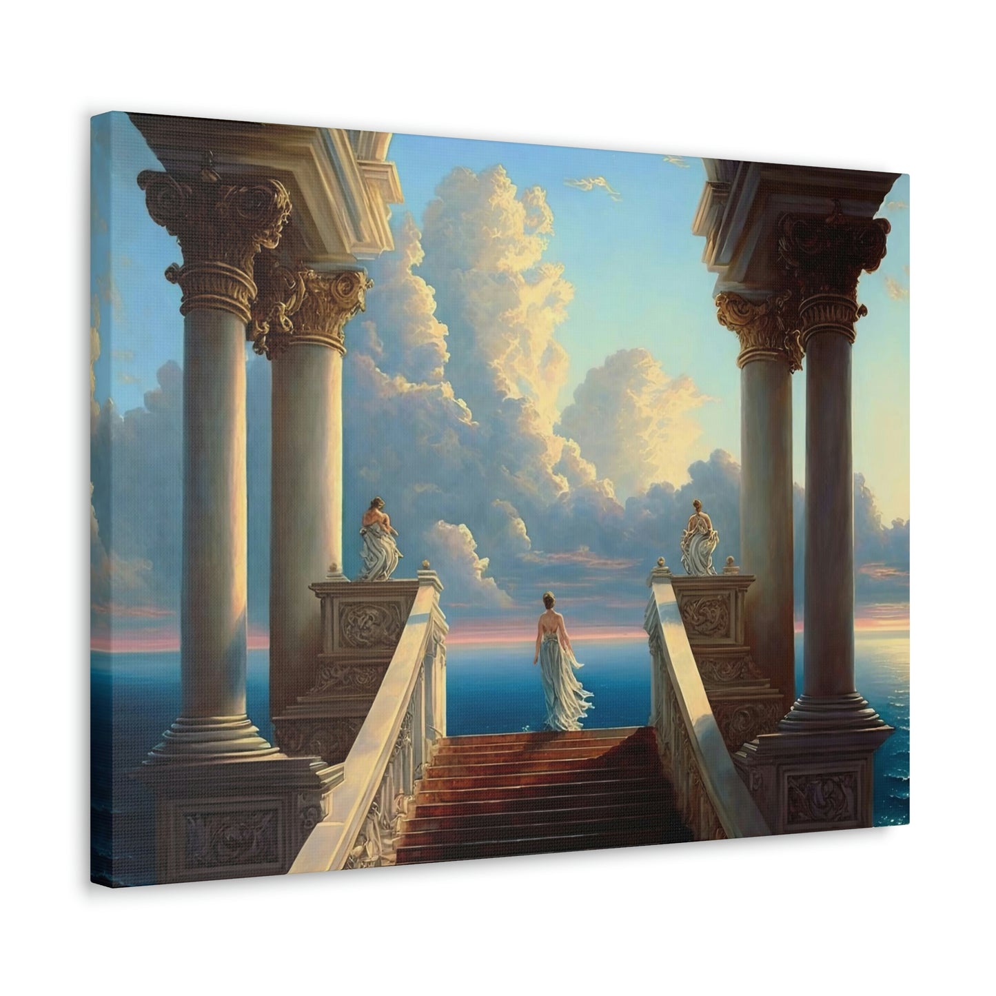Seaside Temple / Ocean Overlook Stairway - Canvas Gallery Wraps