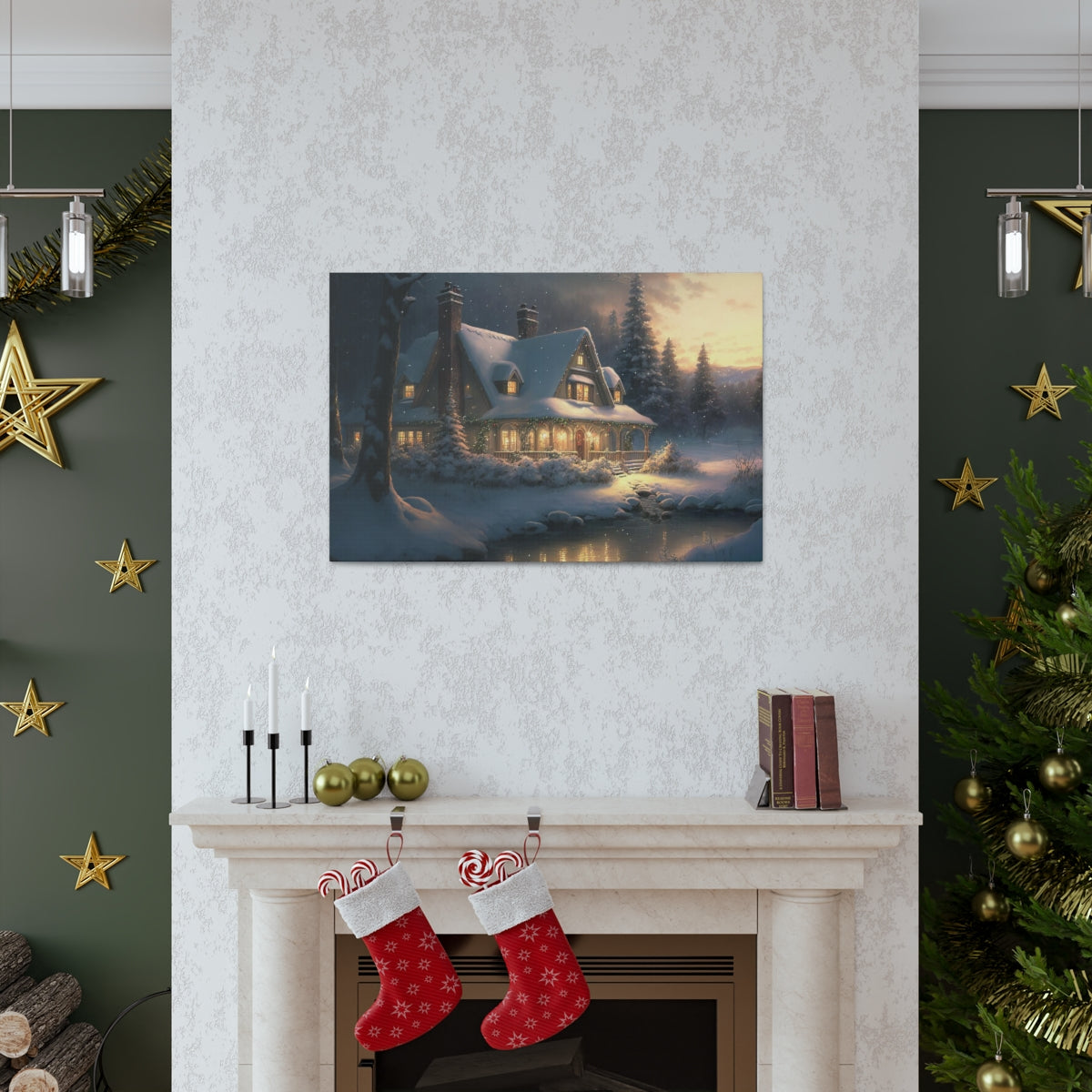 Christmas Home In The Snow - Canvas Gallery Wraps