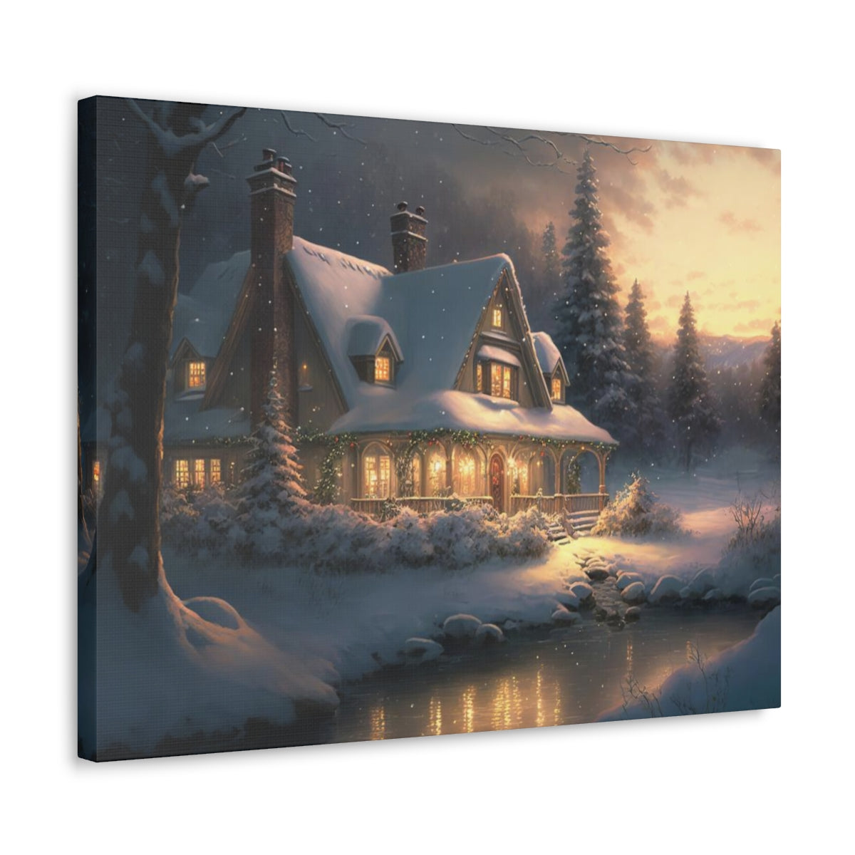 Christmas Home In The Snow - Canvas Gallery Wraps