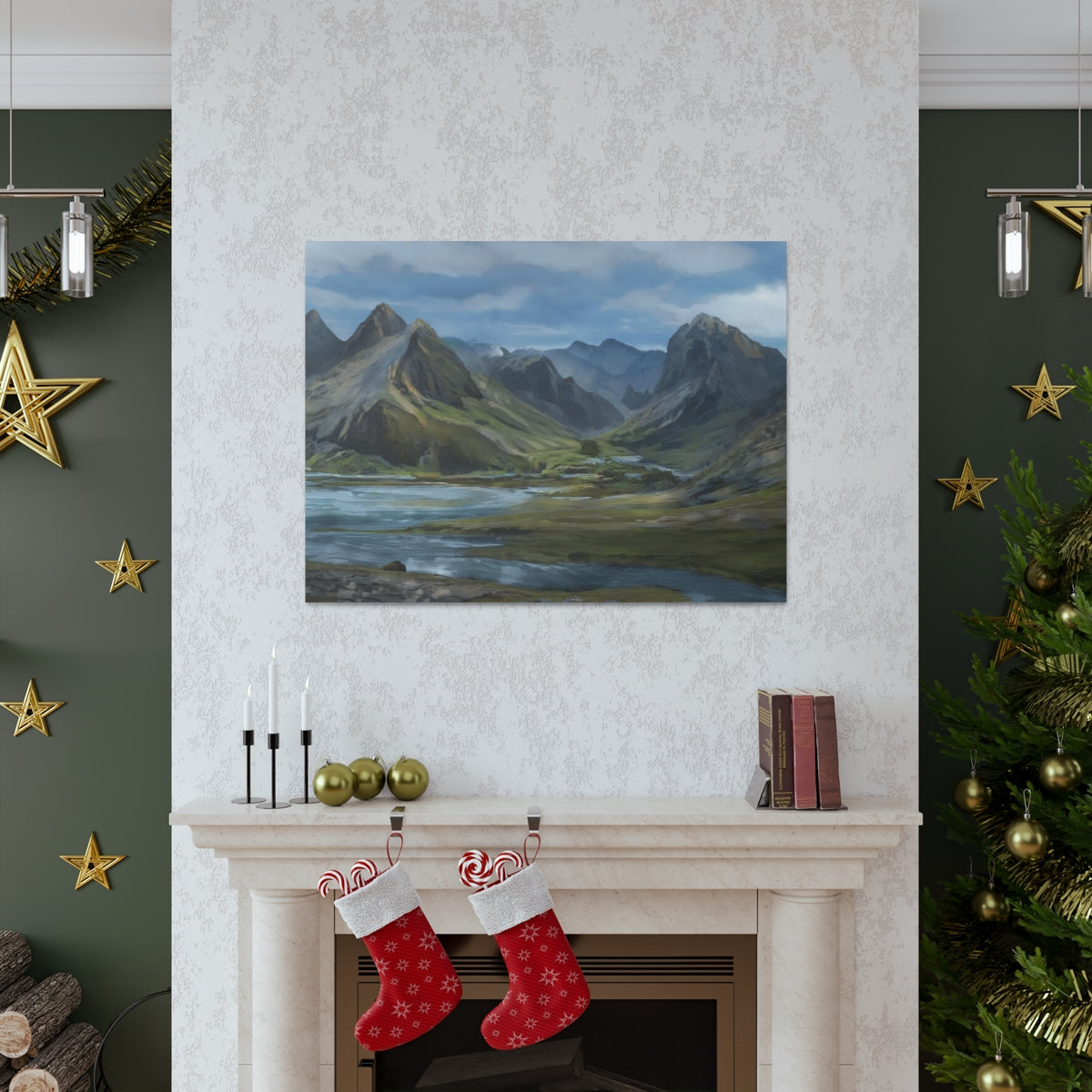 Mountainous River Valley - Canvas Gallery Wraps