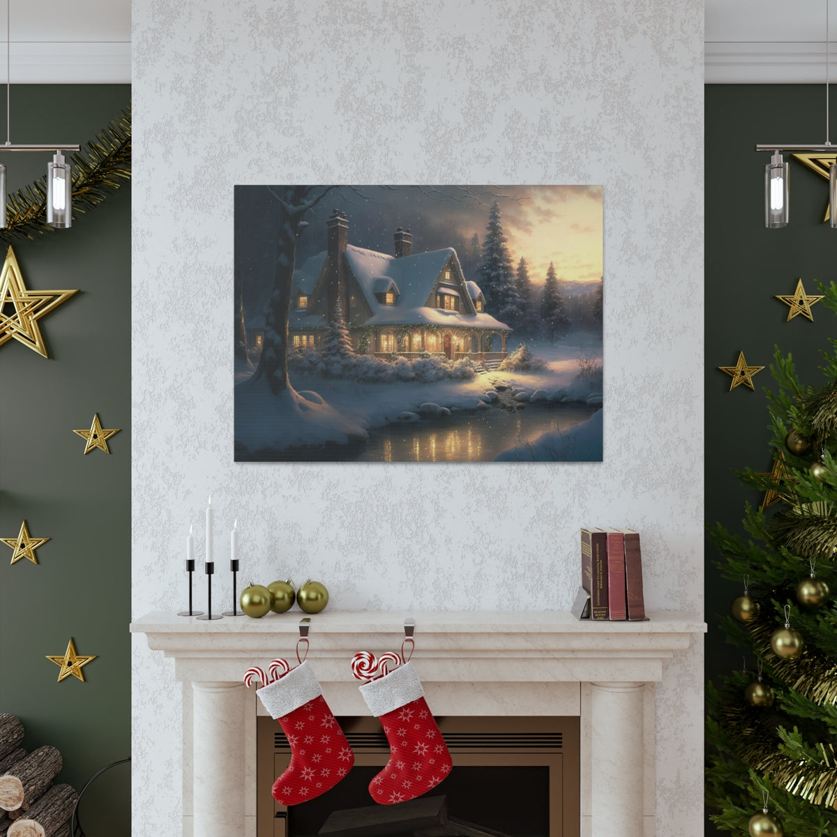 Christmas Home In The Snow - Canvas Gallery Wraps