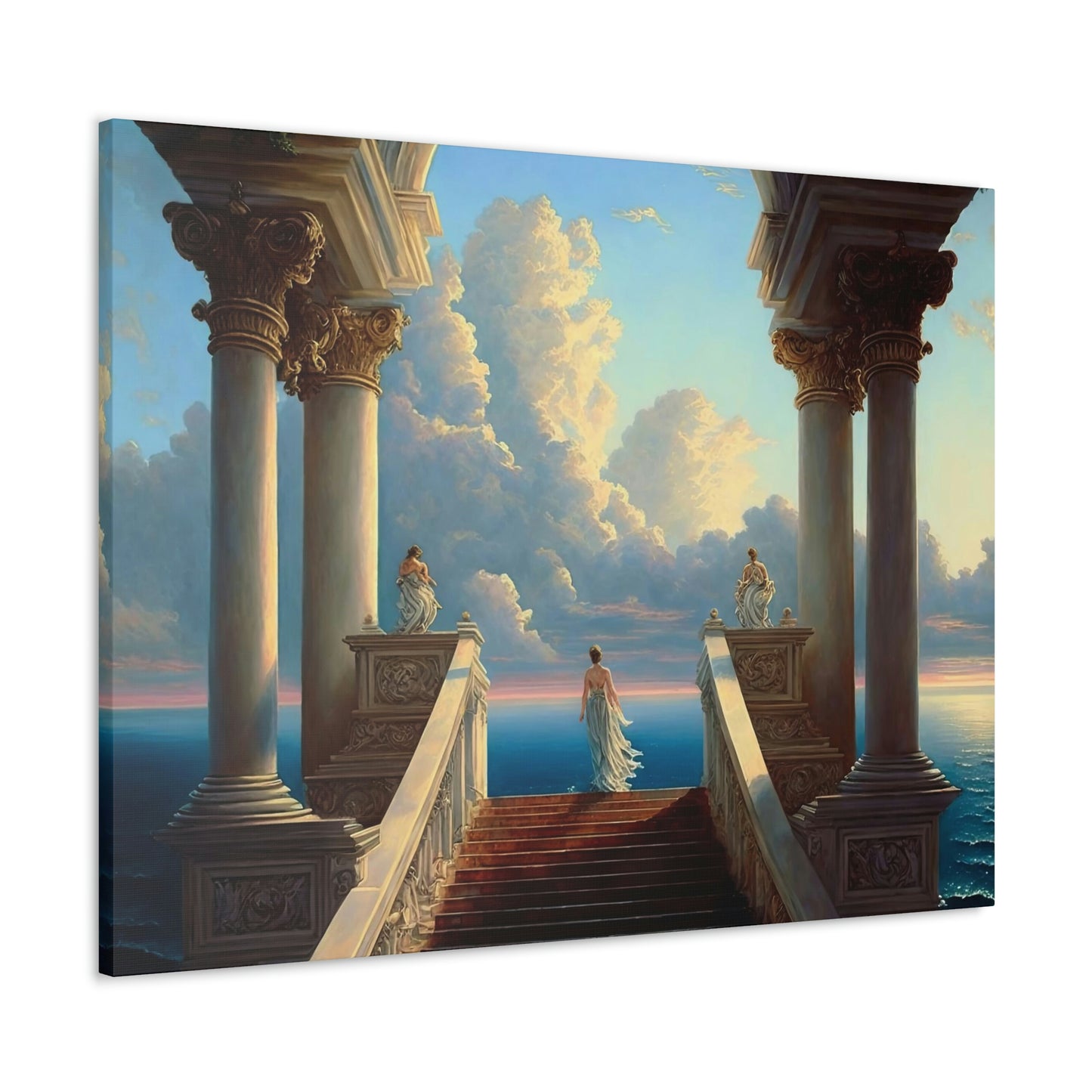 Seaside Temple / Ocean Overlook Stairway - Canvas Gallery Wraps