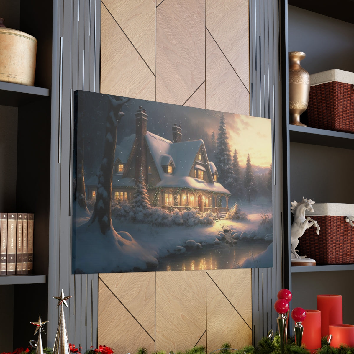 Christmas Home In The Snow - Canvas Gallery Wraps