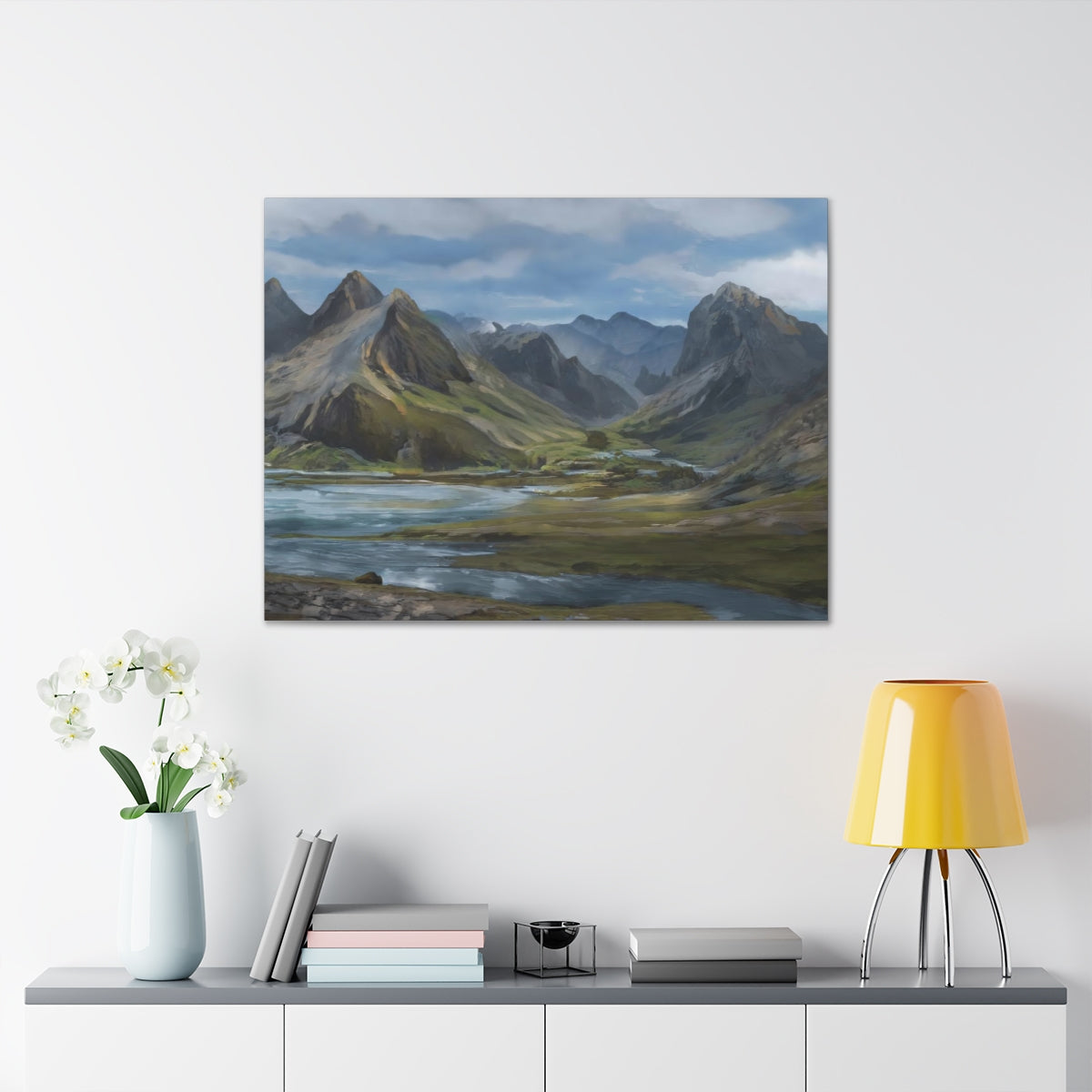 Mountainous River Valley - Canvas Gallery Wraps