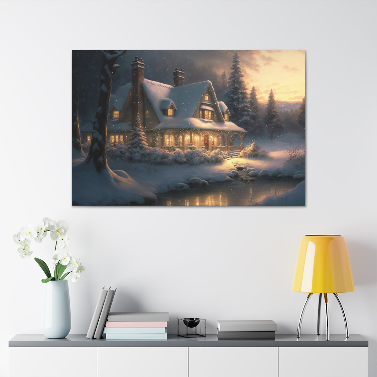 Christmas Home In The Snow - Canvas Gallery Wraps