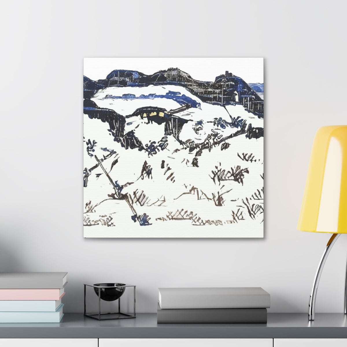 Blue Ink Winter Landscape - Canvas Gallery Wraps