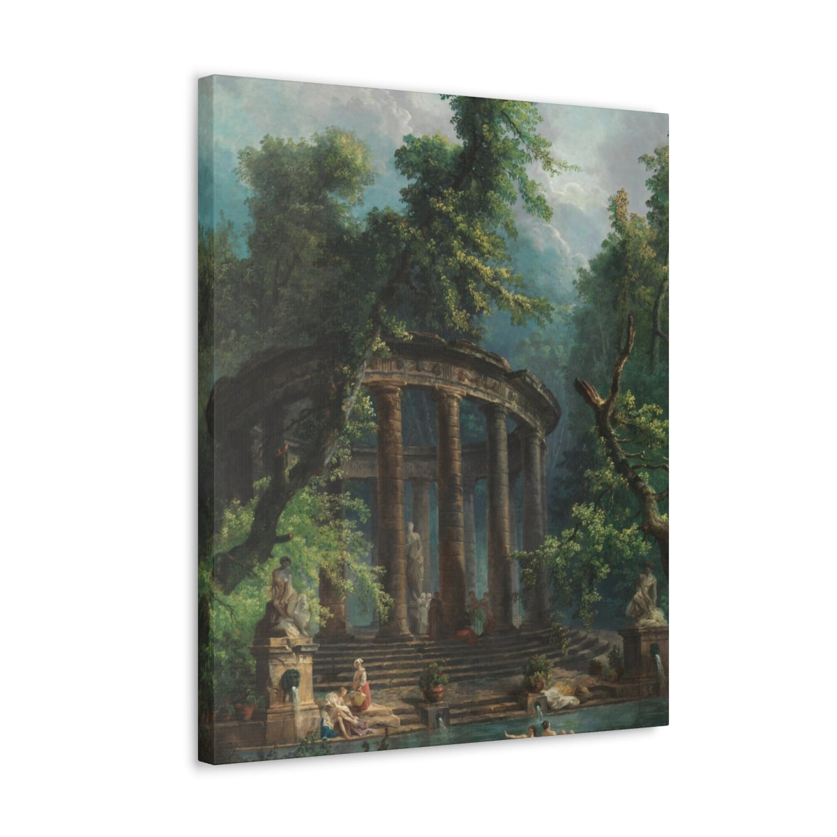 Hubert Robert - The Bathing Pool - Canvas Gallery Wraps