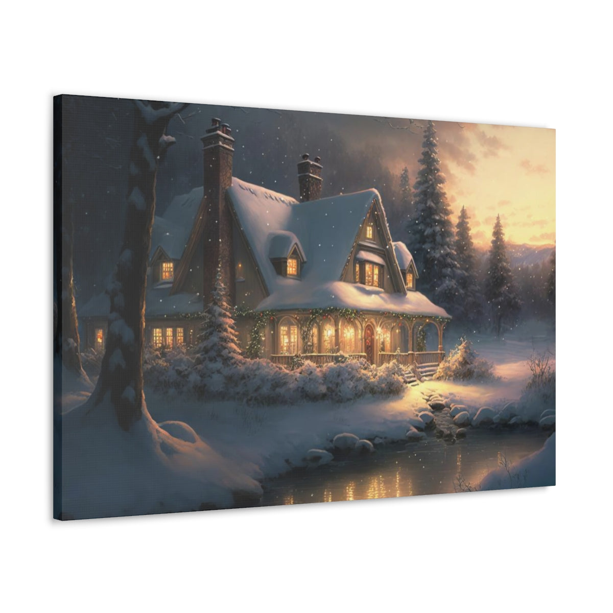 Christmas Home In The Snow - Canvas Gallery Wraps