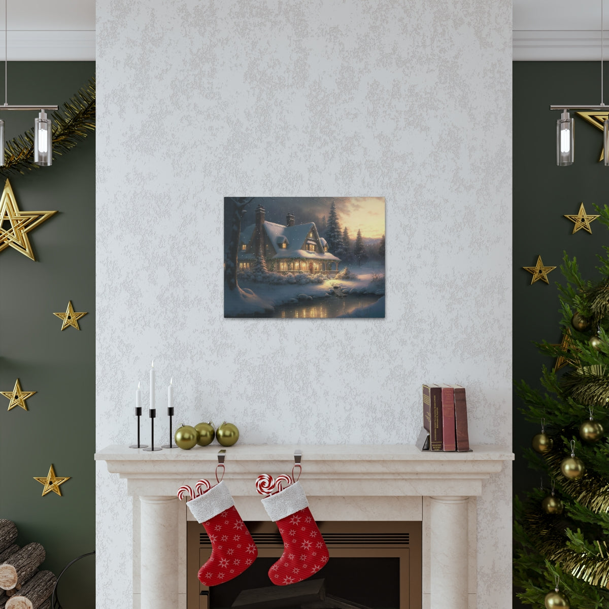 Christmas Home In The Snow - Canvas Gallery Wraps