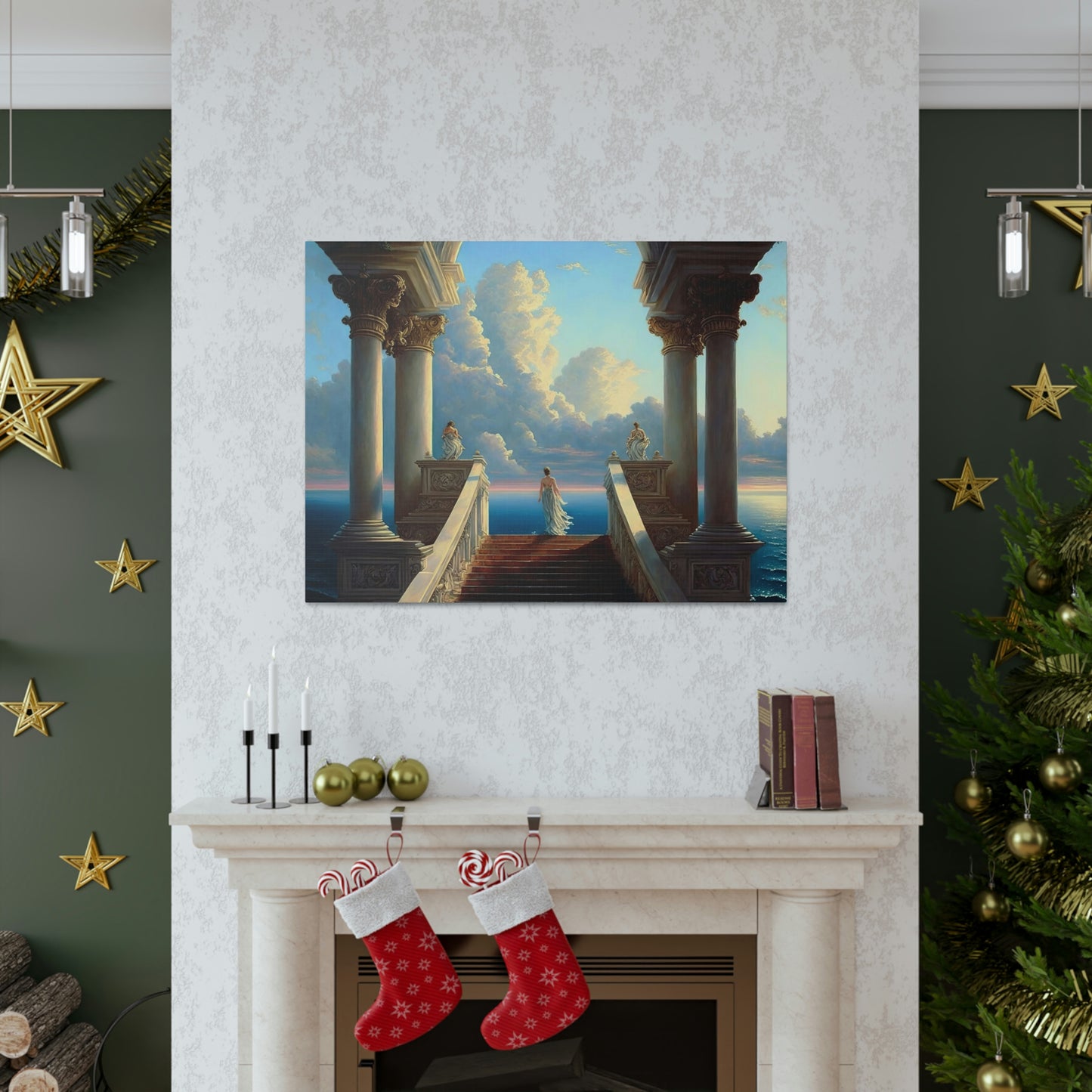 Seaside Temple / Ocean Overlook Stairway - Canvas Gallery Wraps