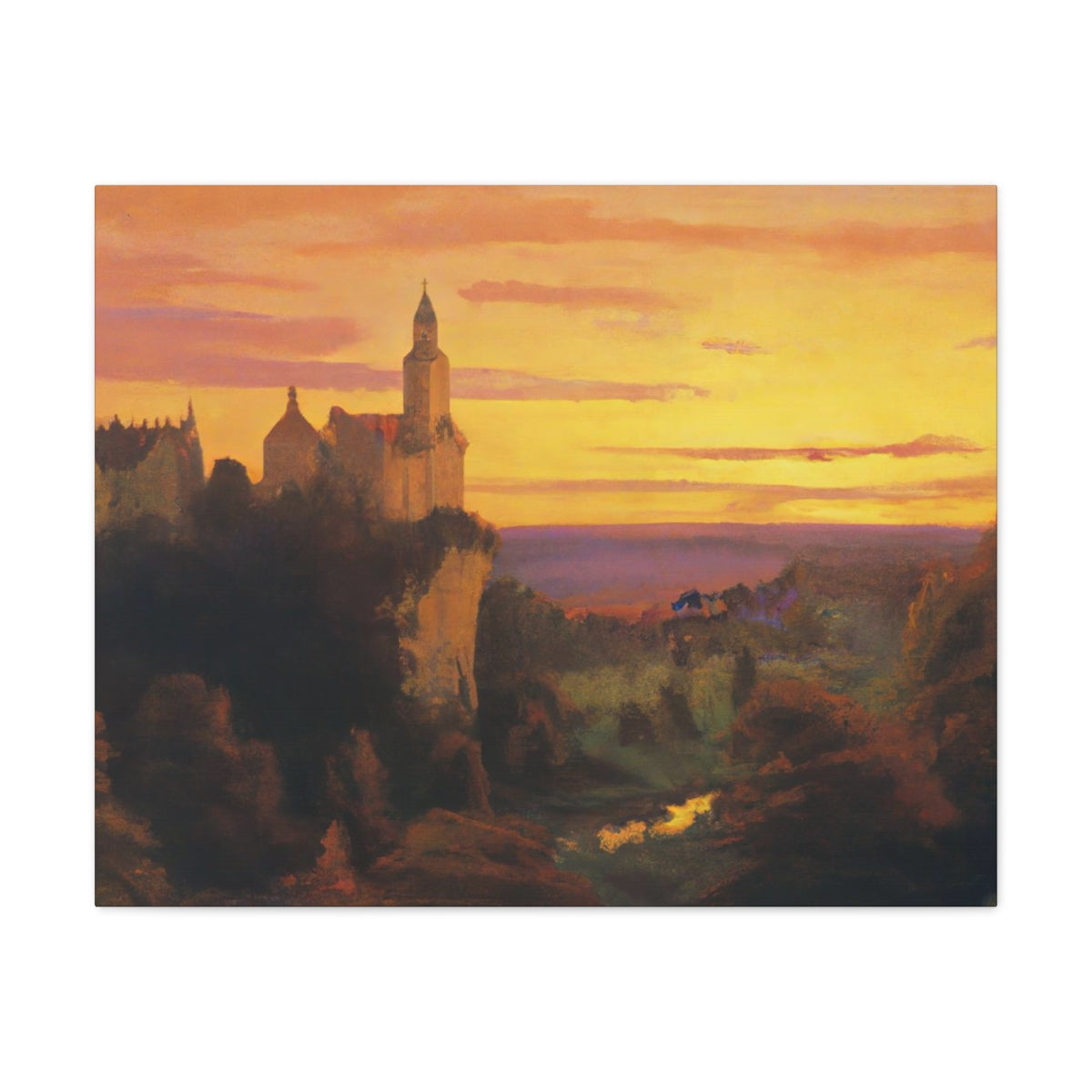 Town At Sunset - Canvas Gallery Wraps