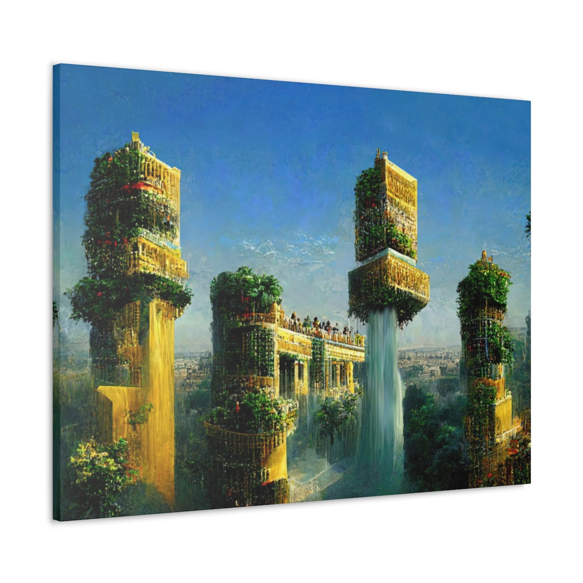 Solarpunk Hanging Gardens - Canvas Gallery Wraps