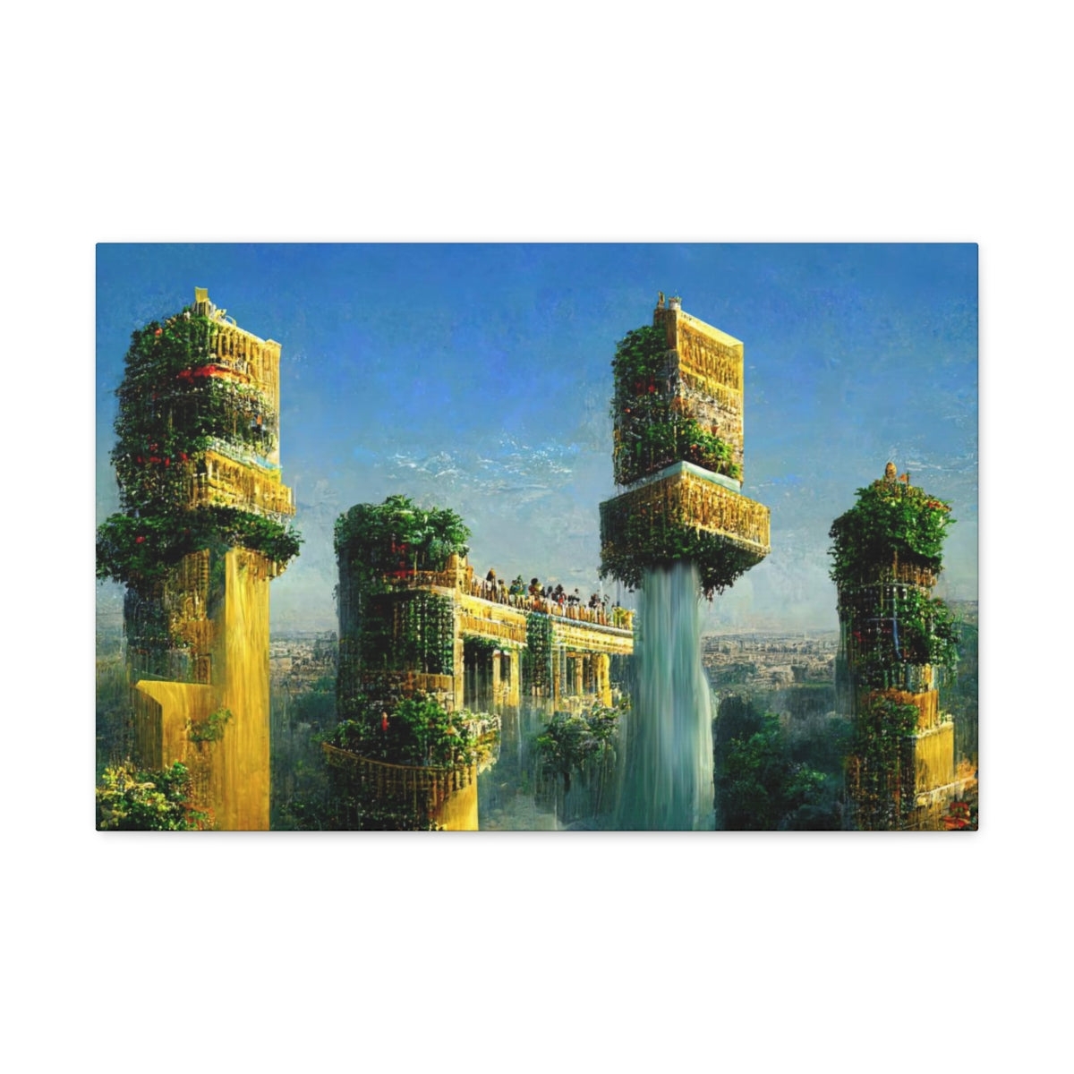 Solarpunk Hanging Gardens - Canvas Gallery Wraps