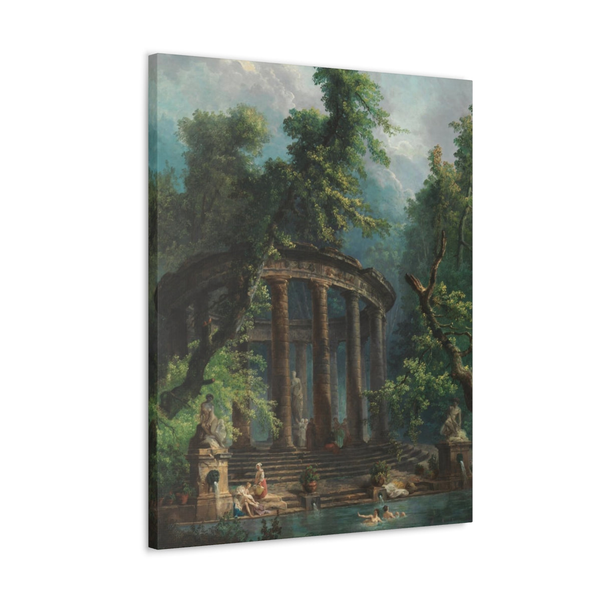 Hubert Robert - The Bathing Pool - Canvas Gallery Wraps